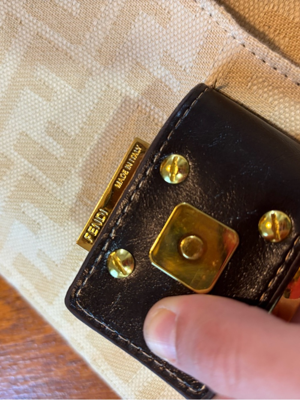 Fendi Cream Canvas Zucca Mamma Baguette Shoulder Bag - Picture 4 of 9